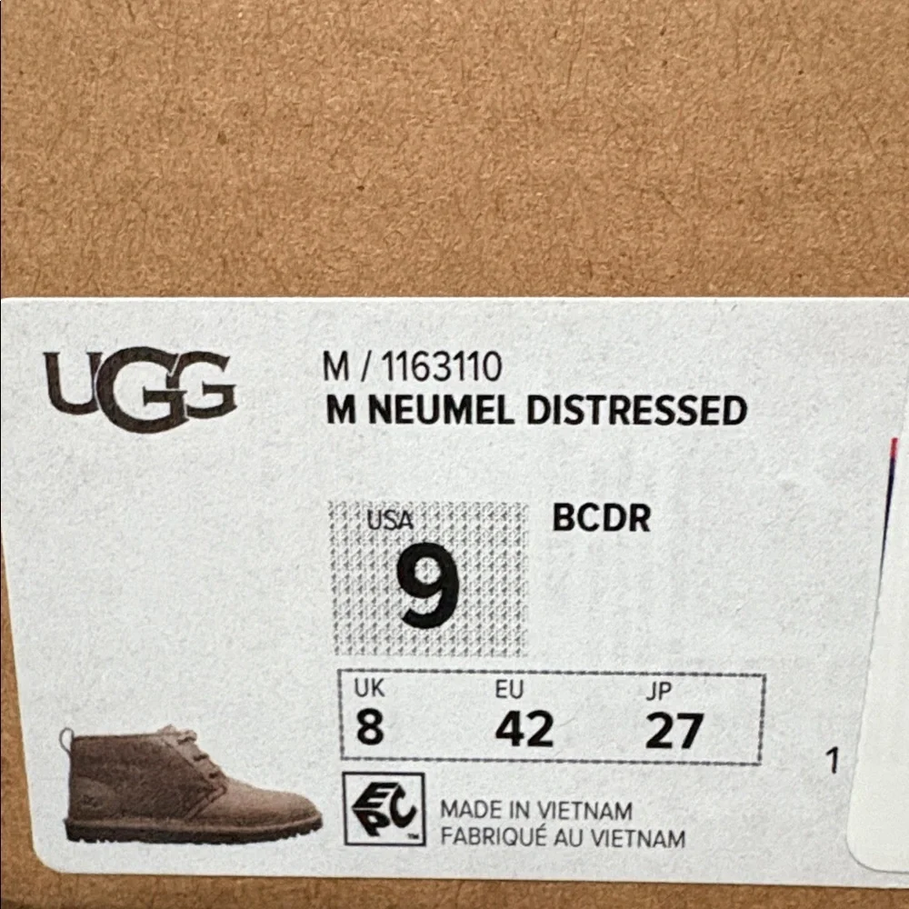 New UGG M Neumel Distressed Men's Brown Fur Lined Lace Up Chukka Boots Size 9 - Picture 5 of 6